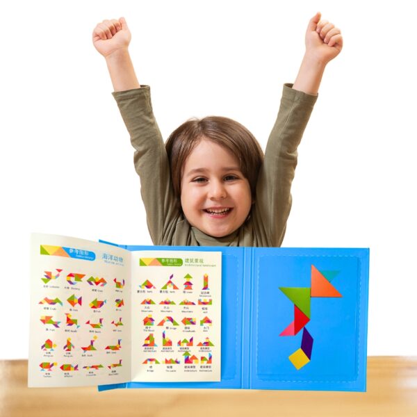 Rompecabezas Magnético Tangram Pensamiento Matemático Cian